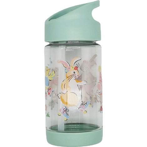 Gourde à paille pour enfant, motif lapin vert, portable, mignonne, étanche et résistante à la chaleur, 380 ml (1/2)
