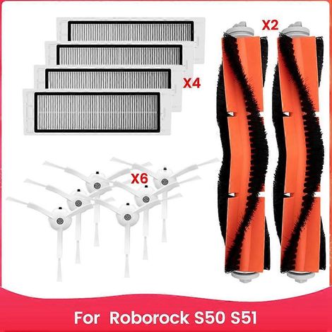 Filtre pour aspirateur brosse pour aspirateur Filtre de brosse pour aspirateur filtre de Accessoires Kit pour Roborock S50 S51 Robot Aspirateur pièce détachée Main Side Brosse HEPA Filtres (1/5)