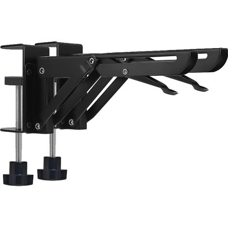 Table pour assiette pliante pour ordinateur, support en fer, support d'entretoise, support pliable pour clavier, supports d'étagère pliables avec pince de bureau de 7,6 cm, extension de comptoir (1/5)