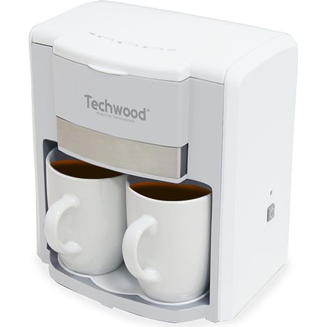 Cafetière 2 tasses TCA202 – Réservoir 0,3L – Filtre permanent lavable – Interrupteur lumineux – 2 tasses en porcelaine incluses – Techwood - 420-500W