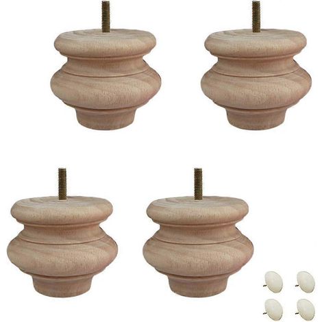 Massivholz-Möbelbeine, unbehandelte Kugelfüße, runde Sofafüße aus Holz, für Bett, Couch, Schrank, Bank, Stuhl, Hocker, Tisch, TV-Ständer, Lov-C-Clear