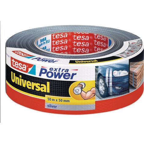 Tesa Extra Power cinta adhesiva plateada 50 mm x 50 m
