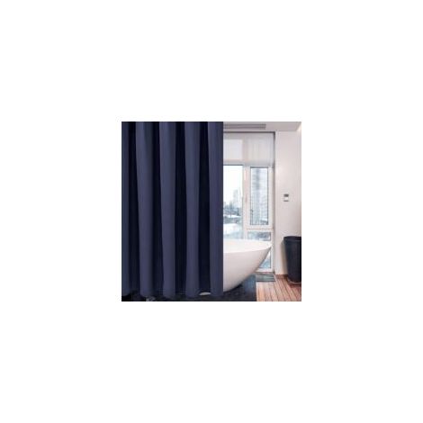 Tenda da doccia in tessuto antimuffa - 182x182 cm (blu scuro) Tenda da doccia resistente con orlo appesantito - Crezuo (1/3)