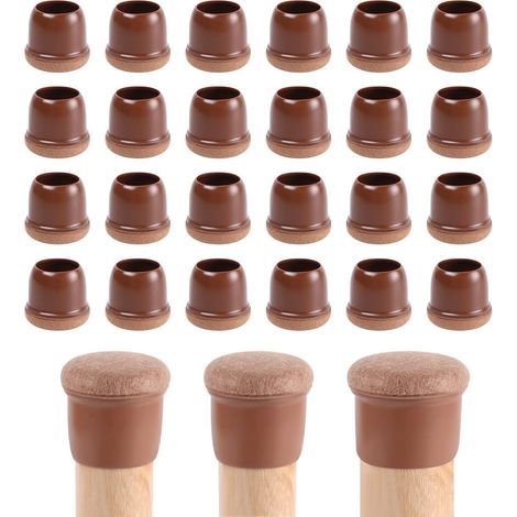24 pcs Pieds de Chaise Silicone 14-19mm Protege Pied de Phaise,Plaquettes Pieds Meubles Chaise,Housses de Table Antidérapantes pour Meubles,Protections Bois pour Pieds de Meubles Marron Rond