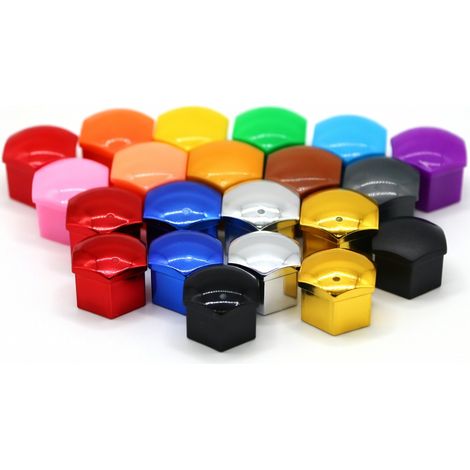 Tapones de tuercas de rueda amarillos metalizados 17 mm, 20 piezas + herramienta (1/5)