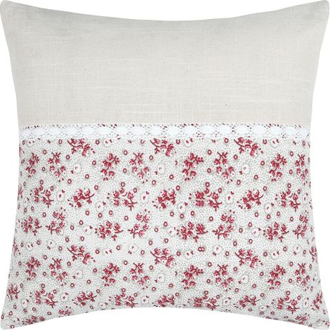 Coussin carré fleurs en coton Rose 40x40 cm (1/2)