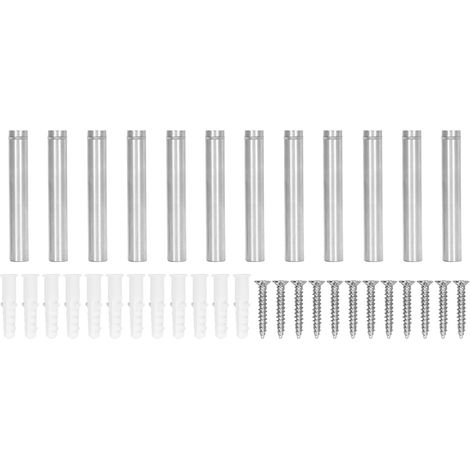 Set mit 12 Edelstahl-Abstandsschrauben 12 x 80 mm zur Befestigung von Werbetafeln auf Glas, ideal für den Heimgebrauch. (1/5)