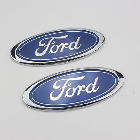 2 Stück Ford Emblem Oval Blau/Chrom 145 x 60 mm Front-/Heck