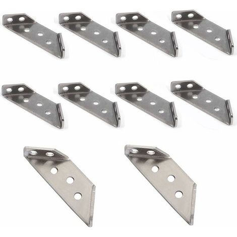 Équerres de fixation, équerres d'angle métalliques, équerres en acier inoxydable, supports d'angle triangulaires de réparation pour meubles, étagères, armoires, tables et chaises, lot de 20. (1/5)