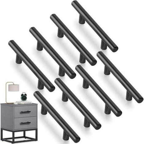 Lot de 8 Poignee de Meuble Cuisine,Poignée Meuble en Acier Inoxydable, Poignet de Porte Cuisine Noire Entraxe 96mm , pour Armoire Tiroir(Avec Vis) (1/4)