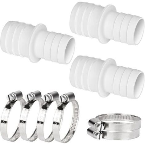 Pair Raccords Tuyau Piscine 32 38mm   Lot de 3, Avec 6 Colliers de Serrage, Accessoire de Connexion pour Piscine