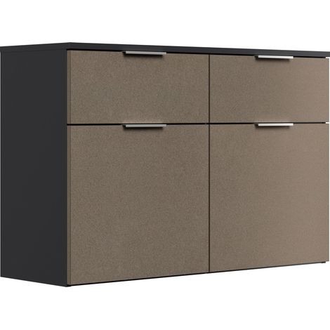 Schuhschrank Domus-M hängend 2 Softeinzüge 2 Klappen 8 Paar Sand