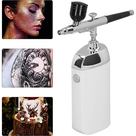 Kit de réparation de gâteaux et de cuir rechargeable par USB, ensemble aérographe de pulvérisation pour maquettes d'art et de coloriage, blanc. (1/5)