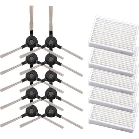 Lot de 5 Paires Brosse Latérale + 5 Filtres pour Aspirateur Robot Proscenic P1 / P2 / P3 (1/5)