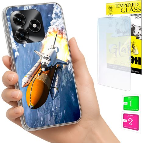 Custodia per Honor X5C Plus / X5C 4G, cover posteriore con vetro temperato 9H. (1/5)