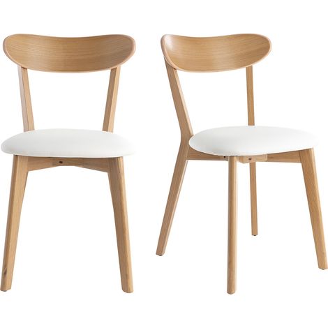 Set de 2 sillas vintage de roble con asiento blanco DOVE