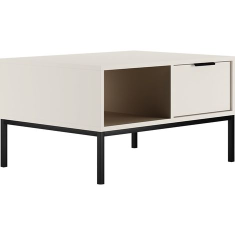 Mesa de centro 80 cm Seattle Blanco Patas negras (1/5)