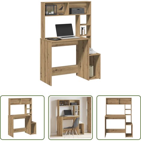Holzwerkstoff - Schreibtisch mit Regal Artisan-Eiche 100x45x140cm Holzwerkstoff (1/5)