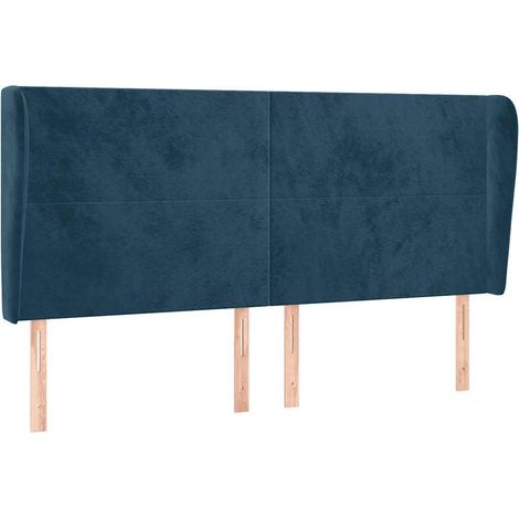 Armoire de Tête de Lit - Tête de Lit avec oreilles Bleu foncé 163x23x118/128 cm Velours fr12290 (1/5)