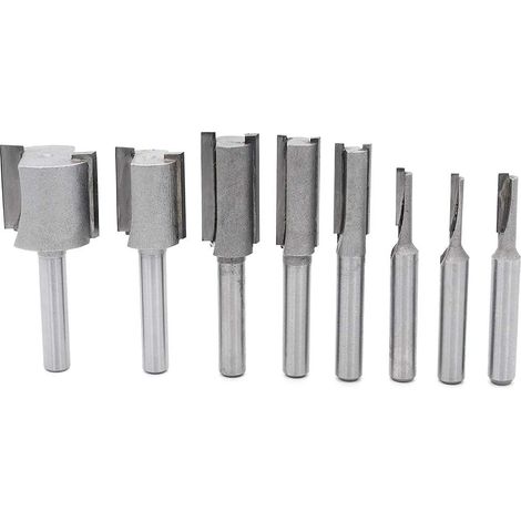 AIDUCHO 8pcs 1/4" Tige Droites/Dado Router Bit Set, Fraises Droites Dado Set Fraise À Bois Routeur À Coupe Droite Flush Trim Pattern Router (1/5)