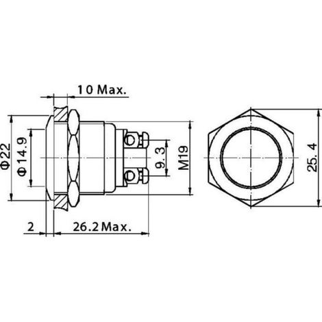 Bouton-Poussoir Antivandalisme - 48 V DC - 2 A - IP65 - À Rappel - 1 Pièce (1/3)