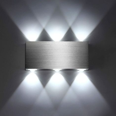 6W LED wall light, modern square aluminum indoor wall light, decorative lighting for bedroom, office, bedside, hallway, living room, hotel bar, cool white [Energy Class A++], a (1/5)