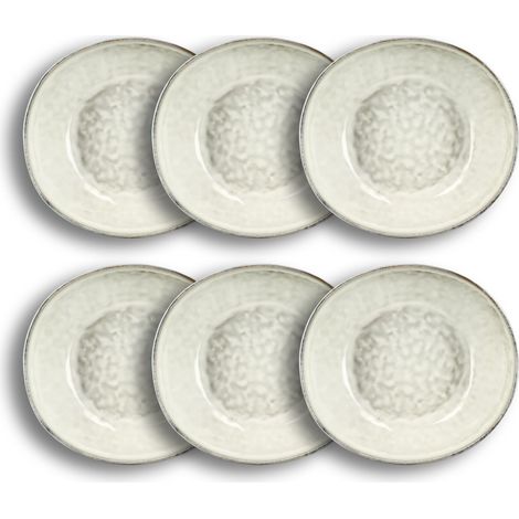 Lot de 6 assiettes creuses en grès 21cm, BORAL