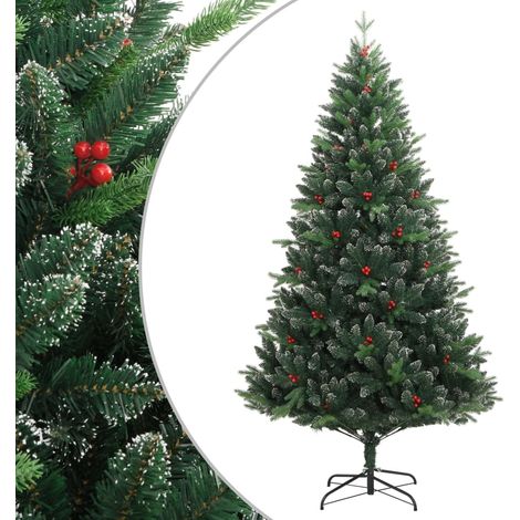 Künstlicher Weihnachtsbaum Klappbar mit Roten Beeren 150 cm