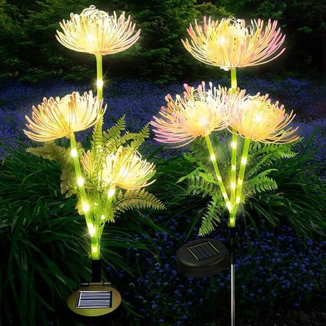 Outdoor solar garden light, 2 pieces outdoor solar flower light, IP65 waterproof LED light, outdoor garden decoration, outdoor solar light for balcony, patio, path, lawn (1/5)