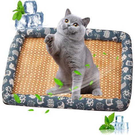 Kühlmatte für Hunde und Katzen, aus ungiftigem Naturrattan, waschbar und rutschfest. (1/5)