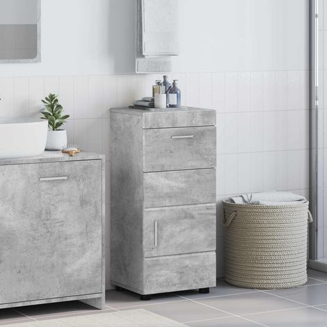 Meuble de salle de bain avec 2 tiroirs en bois d'ingénierie gris béton 37 x 31,5 x 82 cm - PANGIVO (1/5)