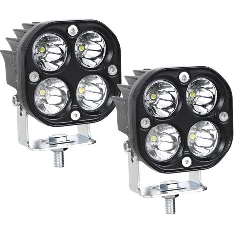 (2PCS) Phare de Travail LED Tracteur 7.6cm 3'' 40W Blanc Projecteur LED 12V 24V Etanche IP67 Feux Antibrouillard LED pour 4x4 Voiture Camion SUV Bateau Carré (1/5)