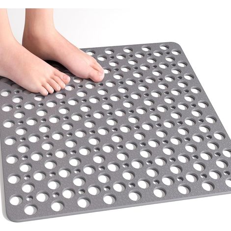 Tapis de douche carré antidérapant et anti-moisissure pour personnes âgées, 53 x 53 cm, tapis de receveur de douche avec ventouses, lavable en machine