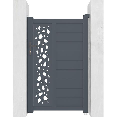 Casanoov – Portillon aluminium semi-ajouré 100x161cm – Design graphique 'SUNNY' – Accessoires inclus – Pour espaces extérieurs modernes (1/5)
