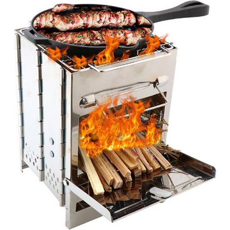 Höhenverstellbarer, klappbarer quadratischer Edelstahlgrill, Holzkohlegrill, geeignet für Outdoor-Kochen, Camping und Picknicks. (1/4)