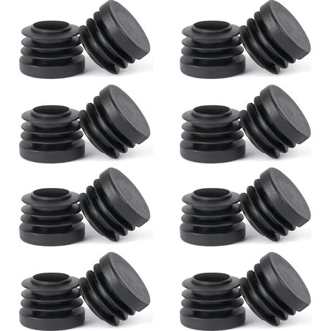 OSDUE 16 Pièces Bouchons à Lamelles, 22 22mm pour Tube Rond Bouchons de Couverture Cache Tube, Bouchon Pied de Chaise, Embout en Plastique PE, Protection Pied pour Canapés Tables Noir