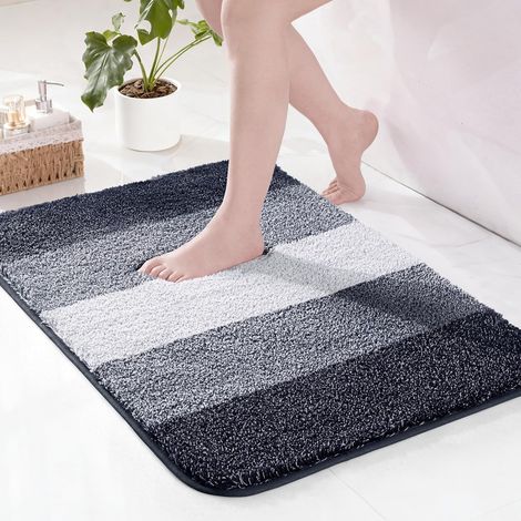 1 Tapis de bain, microfibre, antidérapant, absorbant, séchage rapide, salle de bain, douche, 40 x 60 cm, bleu marine (1/5)