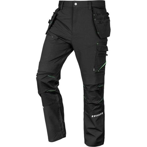 Pantalones de trabajo Mix&Match, elásticos en 4 direcciones, con fundas para pistola, Cordura, negros, talla XL