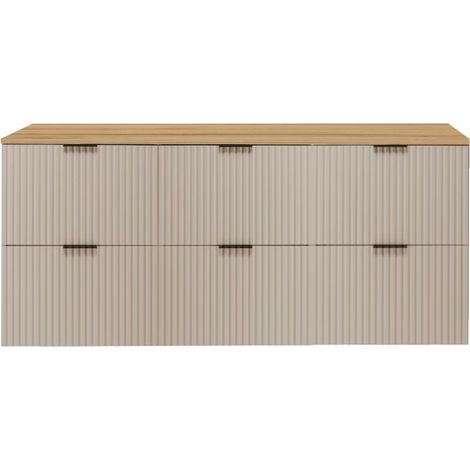 Mobile lavabo, Cashmere / Rovere Craft + maniglia nera, 180(2 x 80 + 20) x 57 x 46 cm + Piano