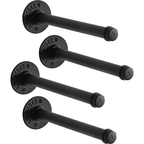 Lot de 4 Tringle à Vêtement Murale 30.5cm, Métal, Noir TYJ004H (1/5)