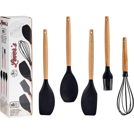 Kinvara Conjunto moderno utensilios marrón negro 33 cm