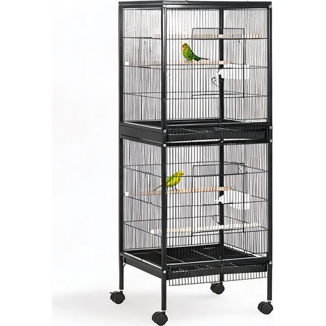 Cage pour oiseaux nero en acciaio Legno misto 51,5 x 50 x 140 cm (1/5)