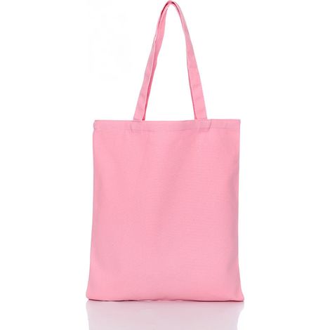 Bolso de lona sencillo, ligero y reutilizable, de mezcla de poliéster y algodón, 34 x 40 cm, rosa. (1/5)