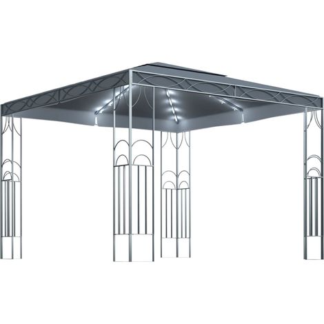 Tonnelle avec guirlande lumineuse à LED 300x300 cm Anthracite (1/5)