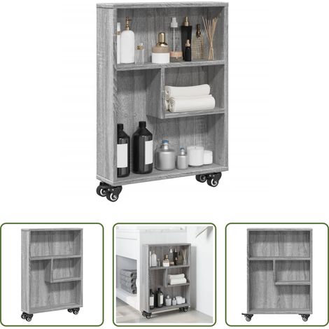 Küchenwagen - Aufbewahrungswagen Schmal Grau Sonoma 48x13x68 cm Holzwerkstoff (1/5)