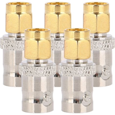 5 Pièces Adaptateur RF Tout Cuivre SMA Mâle vers BNC Femelle, Convertisseur SMA-BNC Haute Fréquence (1/5)