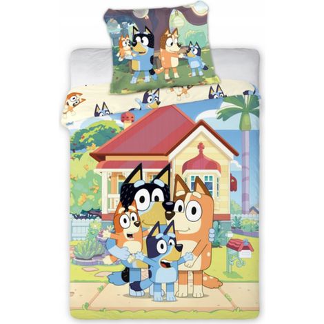 Bluey Kinder-Baumwollbettwäsche 100x135 40x60 mit farbenfrohem Muster