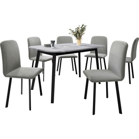 Conjunto de mesas y sillas para comedor Edmond 117, Amor Velvet 4318, 77x80x130cm, Diámetro: 0, Número de asientos: 6, Estilo: Contemporary