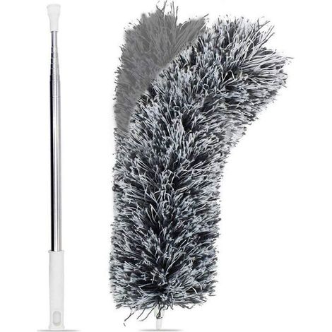 Plumeau télescopique en acier inoxydable avec manche télescopique, microfibres, balai à poussière et brosse à poussière (1/5)