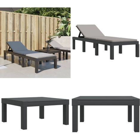 Sonnenliege mit Kissen Anthrazit PP - Sonnenliege - Gartenmöbel - Outdoor Möbel - Lounge Chair - Relaxsessel - Home & Living (1/5)